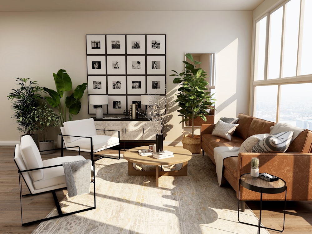Interior cálido con mobiliario contemporáneo, referencia para el concepto Forma